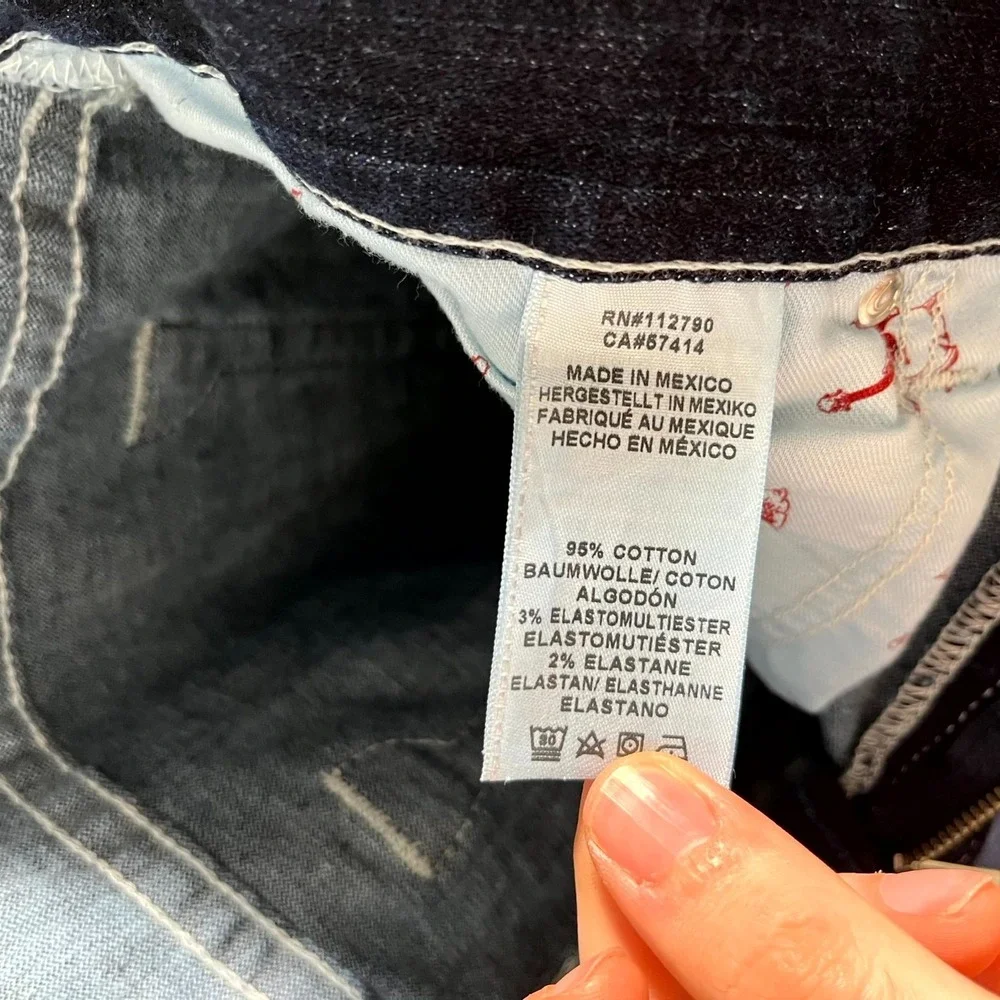 True Religion Jeans Mens 42 Blue Denim Dark Wash Cotton Stretch Skinny Leg